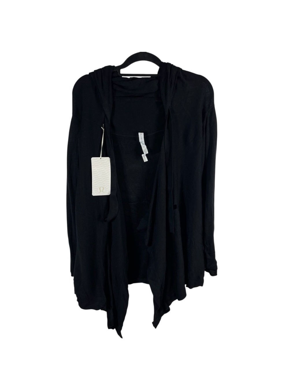 Lululemon Satnam Wrap Black Hooded Boolux Cashmere Blend Cardigan W4G25S Size 6‎